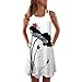 Produktbild Kleid Damen,Binggong Frauen Lose Sommer Vintage ärmellose 3D Blumendruck Bohe Tank Short Mini Dress Sling Abendkleid Reizvoller Casual Rock Hot (M, Weiß 1)