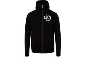 Rammstein Men's Hooded Jacket Longing Schneider Official Band Merchandise Fan Zip Black with Multicoloured Front, Back and Sides Print