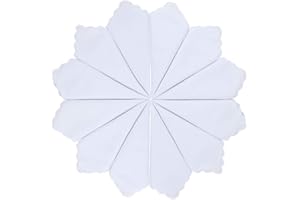 HOULIFE - Fazzoletti da donna in tessuto di puro cotone, per uso quotidiano, matrimonio, set di 6/12 pezzi, 28 x 28 cm, regalo di Natale Bianco, 12 pezzi Small