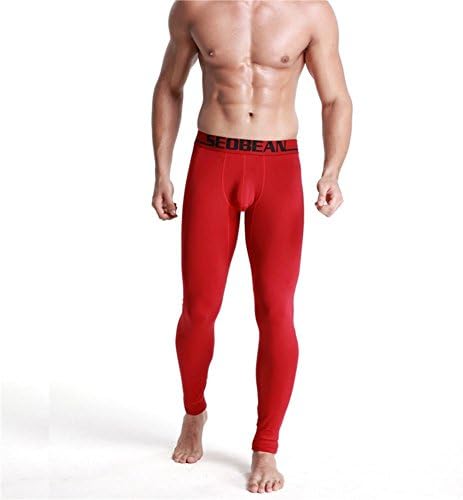XIONGMEOWMens Long Johns Trousers Leggings Slim Fit Skinny Printed Low Rise Thicker Cotton Thermal Pants , red , xxl