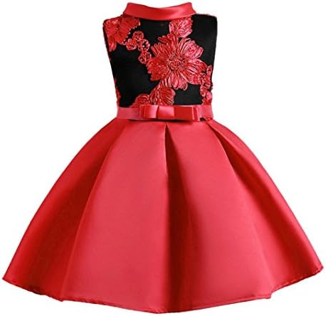 Girls Princess Dress, Sonnena Girls Party Dresses Pageant Bridesmaid Dress Wedding Formal Dress Girls Tutu Tulle Gown Dress Sleeveless Dresses Kids Sundres Easter Day Gift (6 Years, Red)