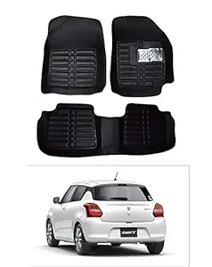 AYW (ALL YOU WANT) 5D Nylon, Plastic & Rubber Passenger Car Mat for Maruti Suzuki Swift Black Color - Model Year : 2018-2021
