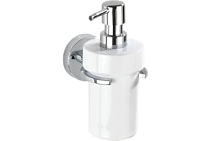 ‎WENKO WENKO Vacuum-Loc® dozownik mydła Capri - dozownik mydła w płynie Pojemność: 0,33 l, cynkowy odlew ciśnieniowy, 8 x 17 x 13 cm, chrom