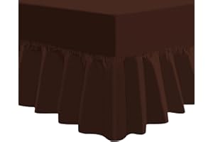 NIYS Luxury Bedding Extra Deep Percale Polycotton Frilled Fitted Sheet - Lightweight Soft (135 x 190 x 25 cm, Fits 15 Inch Frill) (Double, Chocolate)