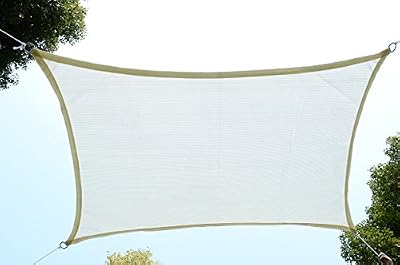 Homcom Outsunny Voile d'Ombrage Toile Solaire Rectangulaire 4 x 6m Polyéthylène Haute Densité Résistant aux UV Crème