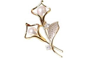 LISADORE Pearl Rhinestone Lily Brooch Bouquet Brooch Simulated Crystal Pearl Rhinestone Flower Brooches for Women Bridal Corsage Wedding Party Bouquet Dress Coats Jackets Sweaters Clothes
