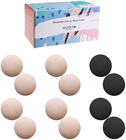 6pck Reusable Breast Petal Nipple Cover No Show Pasties - Black/Nude