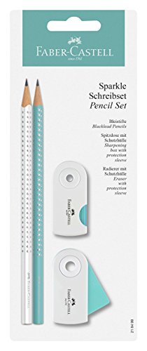 Faber-Castell 218499 – Bleistiftset GRIP SPARKLE, 4-teilig, weiß-türkis - 2