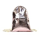 Maße: ca. 31 x 45 cm Megastyl Tasche Sportbeutel Turnbeutel Rucksack Metallic-Farben Hipster Rosé Gold Silber Bronze Schwarz Pink Rot, Farbe (Metallic Look):Rosa, Größe:Onesize
