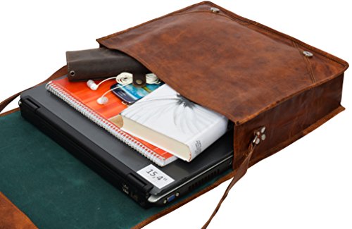 Gusti Leder nature „Max“ Umhängetasche 37 cm x 28 cm x 10 cm Laptoptasche 15,4″ College Ledertasche Vintage Braun U4 - 4