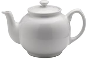 Price & Kensington Englische Teekanne für 10 Tassen, aus hochwertigem Steingut, Teekännchen mit Glanzglasur, weiß, mikrowellen- und spülmaschinenfest, Vintage Teebereiter