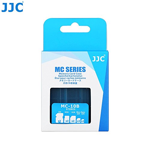 JJC MC-10B Multi Memory Card Case Speicherkarten Schutzbox für 2 Stück SD – 2 Stück MicroSD – 2 Stück SIM Cards – 2 Stück Micro SIM und 2 Stück Nano SIM Karten – Stoßfest Box Safe Tasche Etui Aufbewahrungsbox Hülle mit Schlüsselanhänger - 3
