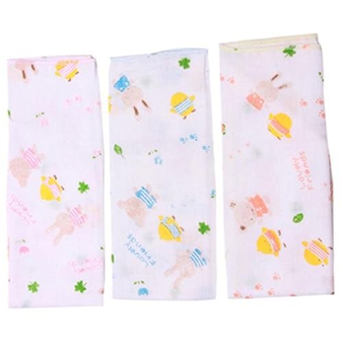 Hangqiao 3pcs New Baby Kid Bath Wash Cloths Infant Soft Gauze Muslin Square