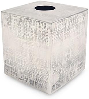 The London Homeware Company Crosslined โ Trendy Textured Metal Cube Tissue Box Cover - Suitable for Home | Hotels | Receptions | Spa | Guesthouses