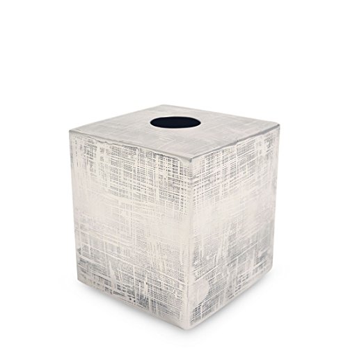 The London Homeware Company Crosslined – Trendy Textured Metal Cube Tissue Box Cover - Suitable for Home | Hotels | Receptions | Spa | Guesthouses
