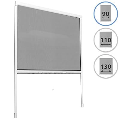 TecTake Moustiquaire plissé pour fenêtre aluminium protection insectes enroulabe - diverses tailles au choix - (90x160cm | no. 402063)