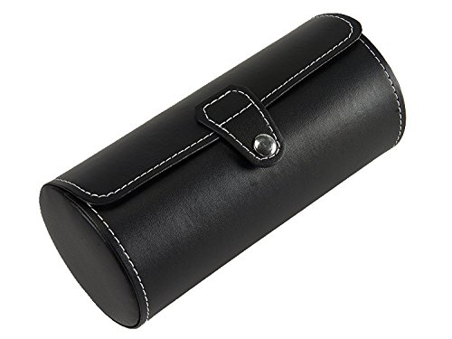 Asvert 3 Slots der zylindrische Uhrenbox, schmuckaufbewahrung Schmucksachespeicherkasten Uhrenbox schwarze Farbe - 3