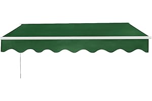 Panana Manual Awning Canopy Outdoor Patio Garden Sun Shade Shelter Top Fabric (2.95x2.5m, Green)