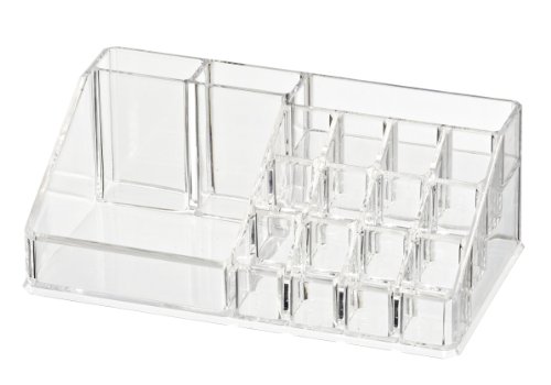 WENKO 20986100 Kosmetik Organizer Femme – mit 16 Aufteilungen , Kunststoff – Acryl, 22.5 x 8 x 12.5 cm, Transparent - 2