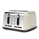 4 Scheiben Langschlitz Toaster mit 1500W, Aufwärm- / Auftaufunktion, inkl. Brötchenaufsatz Krümelschublade, Retro Design - 5