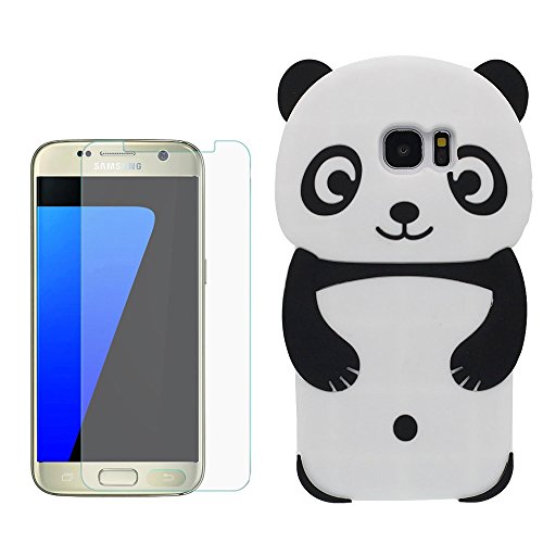 Hcheg funda de silicona dise  o negro panda para Samsung Galaxy S7 - Un dise  o elegante y una protecci  n   ptima  1XProtector de pantalla