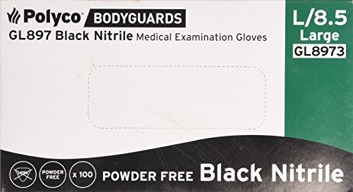 Bodyguard Polyco BG Nitrile Gloves Abrasion-Resistance Rolled-Cuff Large Black Ref GL8973 [Pack 100]