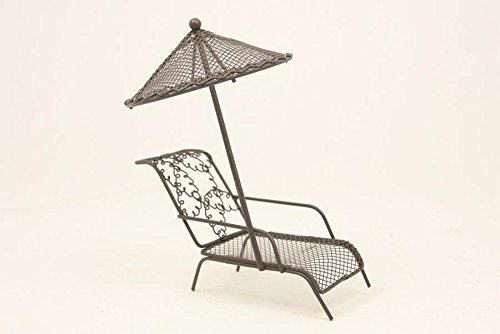 Preisvergleich Produktbild Miniatur Modell, Relaxliege mit Schirm, braun Höhe 15cm (444444635096422)