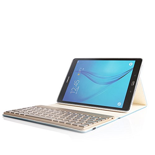 Boriyuan Samsung Galaxy Tab S2 9.7 Bluetooth Tastatur Hülle Keyboard Leder Case Cover mit Alu Bluetooth Tastatur (Deutsche QWERTZ) abnehmbar für Samsung Galaxy Tab S2 9.7″ SM-T810/T815 (Blau) - 4