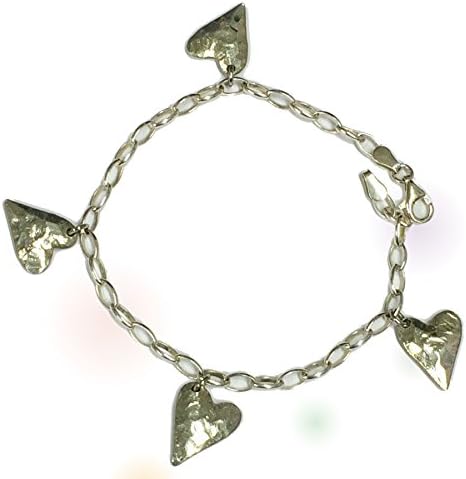 10th Anniversary Bracelet. Rustic Tin Charms on a Sterling Silver Bracelet.