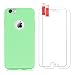 Produktbild iPhone 6S Plus 6 Plus Hülle Panzerglas, E-Unicorn Handyhülle Apple iPhone 6S Plus 6 Plus Hülle Silikon Grün Matt Tasche Ultra Slim Dünn TPU Bumper Etui Protective Schutzhülle Stoßfest Kratzfeste Back Case Cover Zubehör + 2 Stück Schutzfolie Glas Folie Displayschutzfolie Panzerfolie 9H 3D