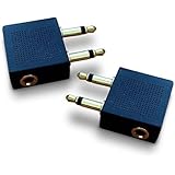 Mobi Lock Premium Gold Plated Airplane Flight Adapters / Converters for your Headphones / Earphones (Pack of 2)