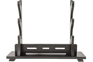 Songying Sword Stand Katana Stand Wood Sword Katana Wall Mount Holder, Gladiator Sword Wall Display Crusader Sword Stand Knife Stand Katana Stand Weapon Holder,Black (3-Layer)