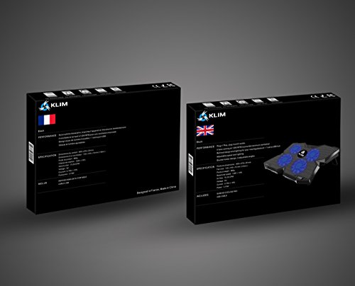 KLIM Wind Laptop-PC Kühler – Leistungsstark wie kein anderer – Schneller Kühlvorgang – 4 Lüfter Belüfteter Notebookständer Gamer Gaming Stützhalterung - 5