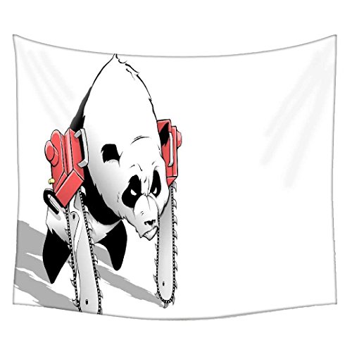 Red Zebra Panda With Chainsaw Paws Printed Wall Hanging Indian Mandala Tapestry Decorative Dorm Tapestry Wall Hanging Beach Picnic Sheet Hippie Tapestry Wall Tapestries, Bohemian Tapestries 42" x 30"