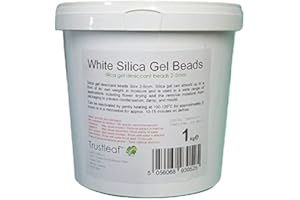 Trustleaf 1kg, 2.2lbs Tub White Silica Gel Desiccant, 2-4mm Beads - Dehumidify - Flower Drying - 3D Printing - Storage