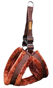 Petshop7 Fur Padded Nylon Dog Harness & Dog Leash Rope Medium (Chest Size - 27-32inch)
