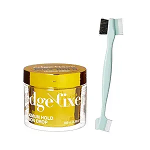 KISS Edge Fixer Glued Max Hold 100mL (3.38 US fl.oz) & 4 in 1 Edge Brush with Fine Edge Combs & Spatula (Lemon Drop)