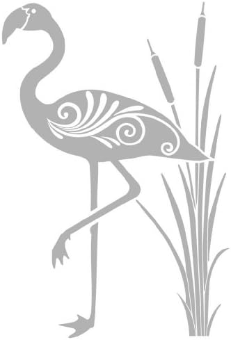 Metal Monkey Stickers Art Deco Style Flamingo Glass Etch Decal 300mm x 200mm Facing Left