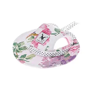 WINOMO Round Brim Pet Cap Visor Hat Pet Dog Mesh Porous Sun Cap with Ear Holes for Small Dogs - Size S (Floral Print)