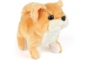 Super JAKES Animali domestici elettronici, Cane da compagnia interattivo elettronico - Camminare, abbaiare, scodinzolare, allungare l'animale da compagnia per bambini