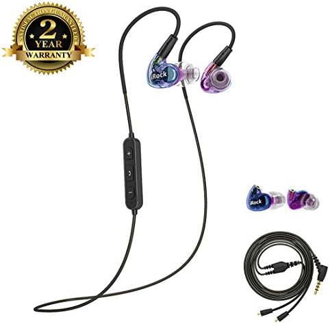 Bluetooth Sports Earbuds, Aitalk A8s In Ear Earphones Wireless and Wired Sweatproof Earbuds with Mic for Workout Running GYM (Transparent Blue & Purple)