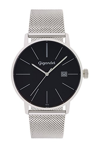 Gigandet Herren-Armbanduhr Minimalism Quarz Uhr Analog Milanaise Edelstahlarmband Schwarz Silber G42-006 Gigandet Herren-Armbanduhr Minimalism Quarz Uhr Analog Milanaise Edelstahlarmband Schwarz Silber G42-006