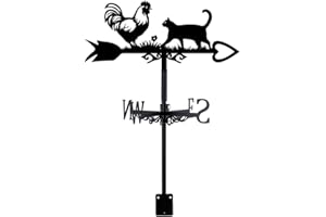 SUPERDANT Chicken Cat Weather Vane Flower Weathervanes Black Metal Wind Vanes Animal Weather Vanes Weathervane Garden Ornament for Farmhouse Garden Outdoor Yard Roof Shed Paddock Decoration
