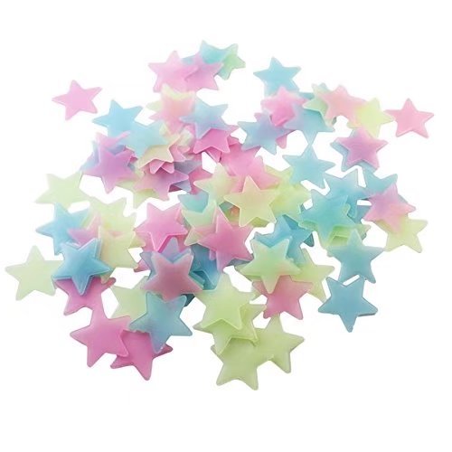 BestOfferBuy 100 Stück 3cm Farbige Sterne Glühen Im Dunkeln Fluoreszenz PVC Wandaufkleber