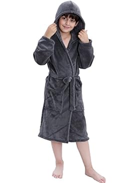 COSMOZ Morgenmantel für Kinder - Mädchen und Jungen - Flauschiger Kinderbademantel mit Kapuze aus 100% hautfreundlichen...