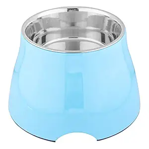 Animax Designer Detachable Stainless Steel & Melamine Anti-Skid Bowls for Dogs and Cats (Blue)-520 ml