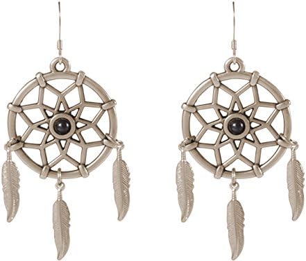 Gemshine - Dreamcatcher Earrings - Silver - Boho - Feather - 7 cm