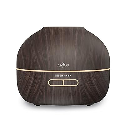 Anjou Diffuseur d'Huiles Essentielles 350 mL, Anjou Aromathérapie Ultra-silencieux (Finition boisée, Jusqu'à 12h d'utilisation, Fabrication Sans-BPA, Conception en PP, 4 modes de minuteur)