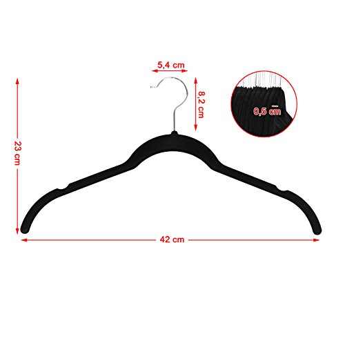 Songmics 20 Stück Samt Kleiderbügel mit rutschfeste Oberfläche dünn, für Kleid/Damen/Strap Tops, Schwarz CRF20L - 6