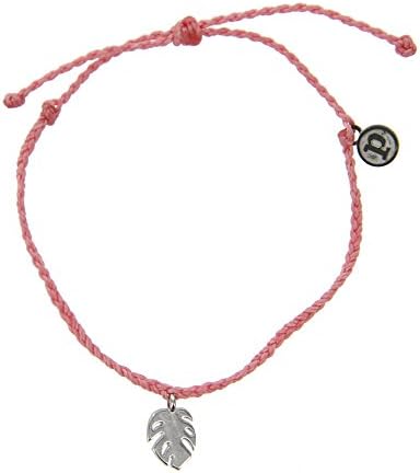 Silver/Gold Bitty Palm Frond Braided Bracelet - Plated Charms, Adjustable Band - 100% Waterproof